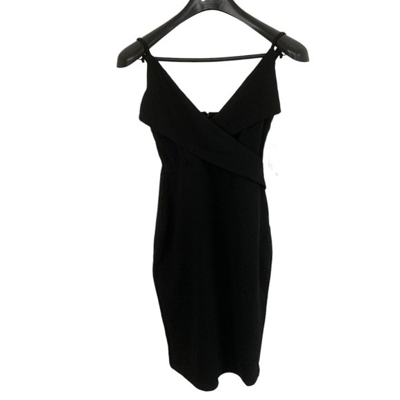 Lulu's Women's Black Dress with Front Crossing Collar - Picture 2 of 10